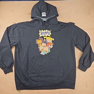 Rugrats Hooded Sweatshirt XXL 19 Faux Sherpa Hood Black Hoodie Nickelodeon